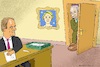 Cartoon: Fuß in der Tür (small) by Barthold tagged polen,präsidentenwahl,2025,sieger,karol,nawrocki,konservativ,unterstützt,von,pis,büro,regierungschef,donald,tusk,jaroslaw,kaczynski,übergroßer,fuß,tür,symbol,präsident,vetorecht,gesetzesvorhaben,cartoon,karikatur,barthold