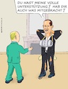 Cartoon: Hurra - ich krieg Hilfe! (small) by Barthold tagged baschar,al,assad,präsident,syrien,besuch,treffen,putin,moskau,mitte,märz,2023,zusage,unterstützung,mitbringsel,fassbombe,kleidung,abgerissen,hosentaschen,ausgestülpt,notleidend,cartoon,karikatur,barthold