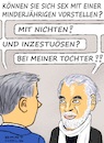 Cartoon: Interview im Archiv gefunden . . (small) by Barthold tagged metoo,marie,theres,relin,maximilian,schell,schauspieler,missbrauch,minderjährig,nichte,wortspiel,mitnichten,tochter,nastassja,cartoon,karikatur,barthold