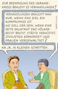 Cartoon: Mützenichs Ei des Kolumbus (small) by Barthold tagged rolf,mützenich,fraktionschef,spd,positionspapier,ukraine,krieg,forderung,verhandlungen,britta,hasselmann,entgegnung,alice,schwarzer,brief,unmöglichkeit,kompromiss,hundertprozentige,unrechtsposition,bruch,völkerrecht,verbrechen,menschlichkeit,kriegsverbrechen,folter,vergewaltigung,schreckensherrschaft,cartoon,karikatur,barthold