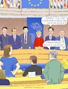 Cartoon: Parlament contra Staatschefs (small) by Barthold tagged eu,gipfeltreffen,18,20,juli,2020,corona,wiederaufbaufond,hilfsfond,haushalt,sieben,jahre,mängel,klimaschutz,digitalisierung,flüchtlinge,forderung,rechtsstaatlichkeit,sanktionierung,guiseppe,conte,emmanuel,macron,sebastian,kurz,angela,merkel,mark,rutte,viktor,orban,katarina,barley,vizepräsidentin,david,sassoli,parlamentspräsident,plenum,parlament,karikatur,barthold