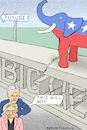Cartoon: Path to the Future (small) by Barthold tagged lie,stolen,election,kevin,mccarthy,republicans,intention,remove,removal,liz,cheney,from,partys,executive,committee,leadership,ingradiation,ultra,conservative,voters,trump,backers,gop,elephant,decayed,lettering,cartoon,caricature,barthold