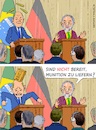 Cartoon: Scholz in Brasilia (small) by Barthold tagged treffen,lula,da,silva,olaf,scholz,brasilia,ablehnung,lieferung,gepard,munition,pressekonferenz,träumen,böses,erwachen,ziegelstein,brick,bric,schmerz,kopf,cartoon,karikatur,barthold