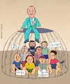 Cartoon: Turkey Presid. Election 2023 (small) by Barthold tagged mir,ali,cocer,osman,kavala,hakan,atinay,selahattin,demirtas,mine,özerden,presidential,election,recep,tayyip,erdogan,cage,political,prisoners,sitting,ground,key,hand,president,cartoon,caricature,barthold