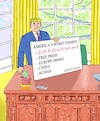 Cartoon: Ukraine Affair - List Amendment (small) by Barthold tagged donald,trump,president,usa,allegation,collusion,conspiracy,foreign,power,election,competitor,joe,biden,hunter,ukraine,volodymyr,zelensky,phone,call,prosecution,abuse,whistleblower,cia,enemy,list,oval,office,resolute,desk,signboard,impeachment