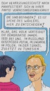 Cartoon: Wie wenn d. Fuchs d. Gänse hütet (small) by Barthold tagged interview,zdf,sommerinterview,august,07,shakuntala,banerjee,alice,weidel,parteivorsitzende,afd,rechte,umtriebe,nazidenken,flügel,parteitag,riesa,verfassungsschutz,verdachtsfall,thomas,haldenwang,cartoon,karikatur,barthold