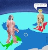 Cartoon: Yetis nehmen Europa in die Zange (small) by Barthold tagged boris,johnson,matteo,salvini,yeti,populist,widersacher,europäischer,gedanke,eu,europäische,union,staatsverschuldung,defizitgrenze,europakarte,brexit,nachverhandlung