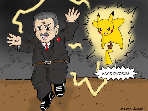 Cartoon: Pikachu_vs_Erdogan (medium) by Tacasso tagged recep,tayyip,erdogan,türkei,turkey,pikachu,pokemon,manga,referendum,präsidialsystem,abstimmung