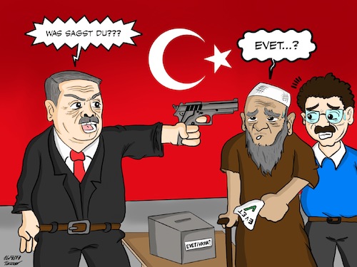 Cartoon: Tuerkei_Referendum (medium) by Tacasso tagged türkei,referendum,recep,tayyip,erdogan,akp,chp,hdp,mhp,turkey,türkiye,kurdish,turkish,türken,kurden