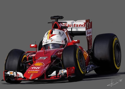 Cartoon: Sebastian Vettel (medium) by Takacs Krisztian tagged f1,ferrari,2015