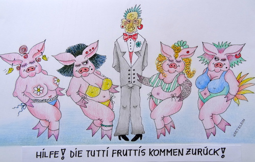 Cartoon: die tutti fruttis kommen zurück (medium) by katzen-gretelein tagged tutti,frutti,sexi,schweinchen
