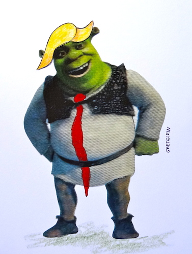 Cartoon: fit fürs nächste kostümfest??? (medium) by katzen-gretelein tagged shrek,film,kostüm,monster,mode,krawatte