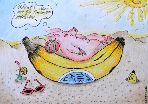 Cartoon: nur wo die bananen wachsen ... (medium) by katzen-gretelein tagged urlaub,sommer