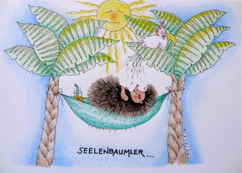 Cartoon: seelenbaumler ... (medium) by katzen-gretelein tagged urlaub,igel