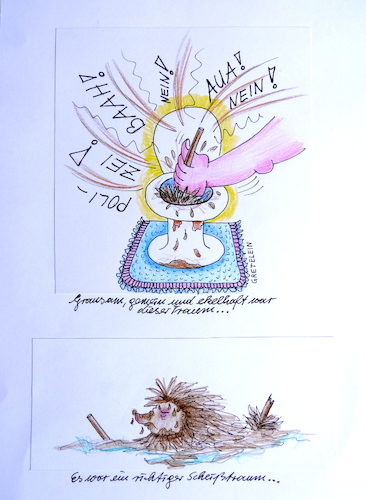 Cartoon: kleine igeldepression (medium) by katzen-gretelein tagged tiere,igel,depression,träume,toilettenbedrängnis
