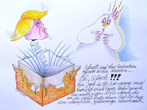 Cartoon: unheimliche überraschung (medium) by katzen-gretelein tagged komasaufen,donald,trump,politik