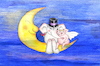 Cartoon: mondhochzeiter (small) by katzen-gretelein tagged liebe,mond,hochzeit,schwein,elefant