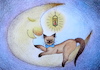 Cartoon: schönheit und verliebter mond (small) by katzen-gretelein tagged mond,katze,verliebt,laterne,himmel