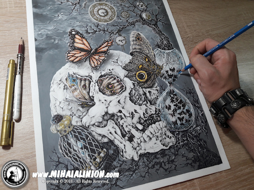 Cartoon: Drawing Vertex - Dark Art (medium) by Art by Mihai Alin Ion tagged drawing,painting,illustration,vertex,art,darkkart,pencildrawing,horror,mihaialinion,skull,skullart