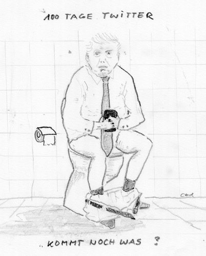 Cartoon: 100 Tage Twitter (medium) by kritzelcarl tagged trump,100,tage