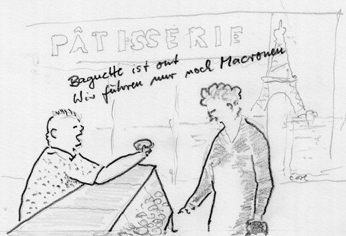 Cartoon: Macronen statt Baguette (medium) by kritzelcarl tagged macron,europa