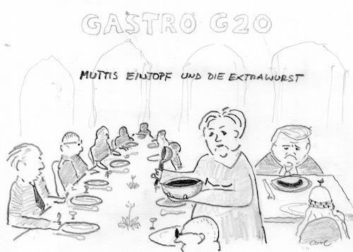 Cartoon: politics trump brexit G20 (medium) by kritzelcarl tagged politics,trump,brexit,erdogan,g20