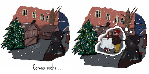 Cartoon: Corona sucks (medium) by OTTbyrds tagged corona,corvid19,christmas2020,christmasmarket,weihnachtsmarkt,lockdown,lockdownlight