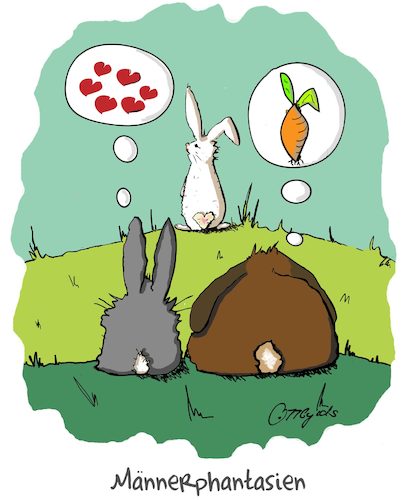 Cartoon: Männerphantasien (medium) by OTTbyrds tagged männerträume,frühlingsgefühle,ostern,hasen,eastern,männerphantsien