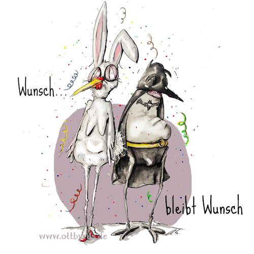 Cartoon: Närrische Midlife-Crisis (medium) by OTTbyrds tagged wunschdenken,superheld,bunny,midlifecrisis,fasching,karneval,oldies,peinlich,narren,kostüme,verkleiden,wünsche