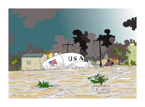 Cartoon: clean the white hat (medium) by vasilis dagres tagged trump,hurricane