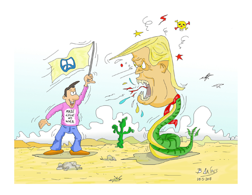 Cartoon: DONALD TRUMP  PEACE (medium) by vasilis dagres tagged donald,tramp,peace