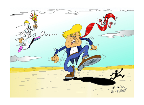 Cartoon: DONALD TRUMP AND HIS SHADOW (medium) by vasilis dagres tagged donal,trump,racism,terrorism