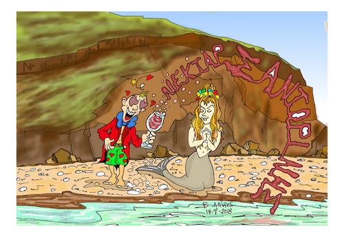 Cartoon: LOVE IN  SANTORINI (medium) by vasilis dagres tagged greece,summer,holidays
