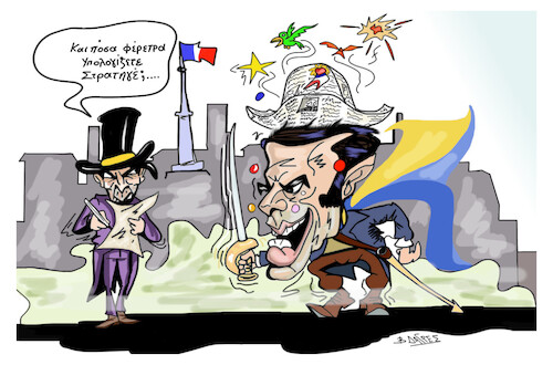 Cartoon: MACRON (medium) by vasilis dagres tagged macron,france,world,war