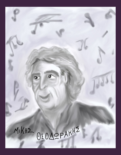 Cartoon: MIKIS THEODORAKIS (medium) by vasilis dagres tagged greece