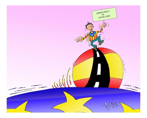 Cartoon: next day IN KATALONIA (medium) by vasilis dagres tagged katalonia,democracy