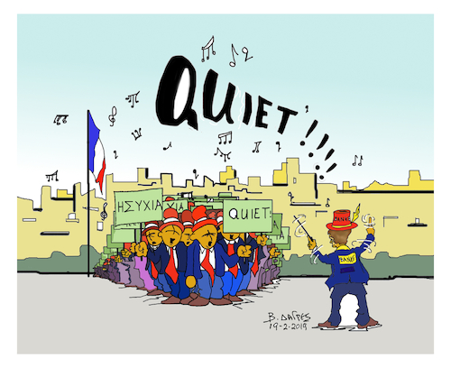 Cartoon: Quiet (medium) by vasilis dagres tagged quiet,france,neoliberalism,conservatism,european,union