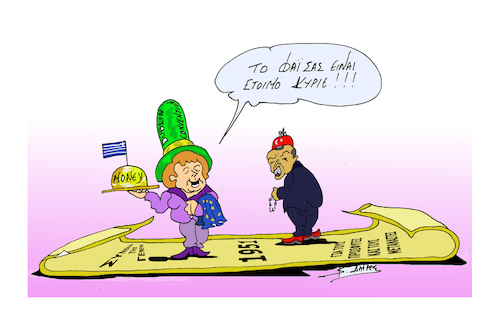 Cartoon: refugee issue (medium) by vasilis dagres tagged merkel,erntogan,european,union