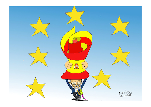 Cartoon: SPAIN AND KATALONIA (medium) by vasilis dagres tagged spain,katalonia