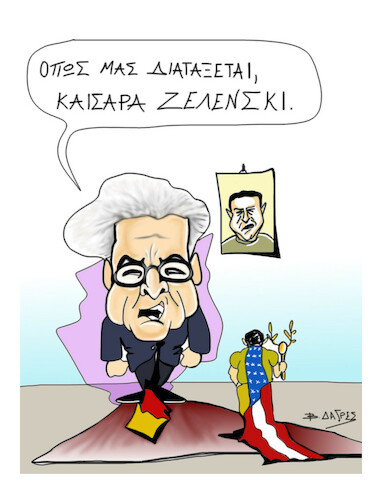 Cartoon: STEINMEIER and ZELENSKI (medium) by vasilis dagres tagged steinmeier,zelenski