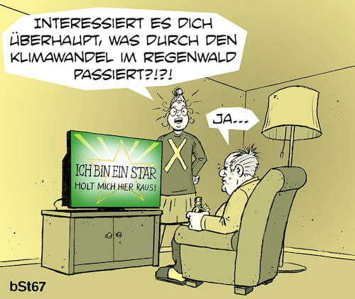 Cartoon: Klimaprotest verstanden... (medium) by bSt67 tagged klima,klimaprotest,dschungelcamp,regenwald,klimawandel