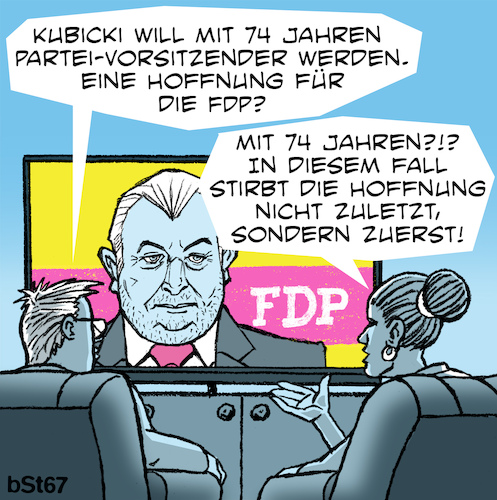 Cartoon: Kubicki (medium) by bSt67 tagged fdp,wolfgang,kubicki,partei,parteivorsitzender,neu,hoffnung,politik,karriere,wahl