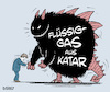 Cartoon: Devoter Habeck 3 (small) by bSt67 tagged grüne,habeck,zeitenwende,bundesminister,wirtschaft,klimaschutz,monster,biest,flüssiggas,katar,realpolitik,kompromiss,schmutzig,moral