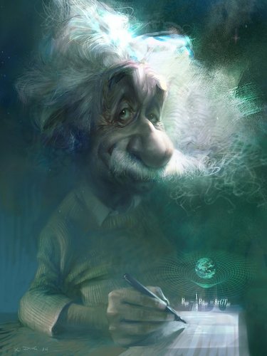 Cartoon: Albert Einstein Caricature (medium) by xidingart tagged einstein,karikatur,caricature