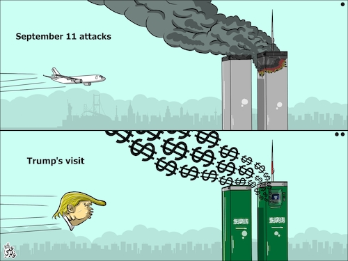 Cartoon: Trump s visit (medium) by Ali Ghamir tagged trump,visit