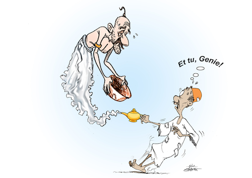 Cartoon: Et tu Genie? (medium) by shaf tagged members