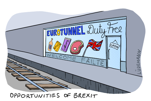 Cartoon: Eurotunnel Duty Free -English- (medium) by Lüdemann tagged brexit,opportunities,opportunity,eurotunnel,duty,free,train,rail,tunnel,customs,border,england,great,britain,united,kingdom,europe,france,shop,business,future,change,alternative,exit,uk,gb,eu,ludemann,luedemann,cartoon,import,export,brexit,opportunities,opportunity,eurotunnel,duty,free,train,rail,tunnel,customs,border,england,great,britain,united,kingdom,europe,france,shop,business,future,change,alternative,exit,uk,gb,eu,ludemann,luedemann,cartoon,import,export