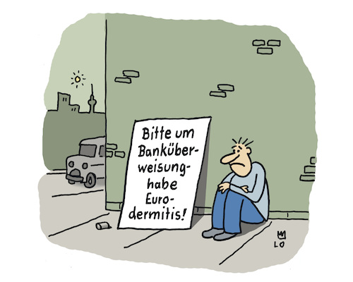 Cartoon: Allergie (medium) by Lo Graf von Blickensdorf tagged neurodermitis,eurodermitis,euro,allergie,bettler,bank,überweisung,bargeldlos,straße,betteln,ec,karte,krditkarte,cartoon,lo,karikatur,krankheit,schild,sparkasse,geld,neurodermitis,eurodermitis,euro,allergie,bettler,bank,überweisung,bargeldlos,straße,betteln,ec,karte,krditkarte,cartoon,lo,karikatur,krankheit,schild,sparkasse,geld