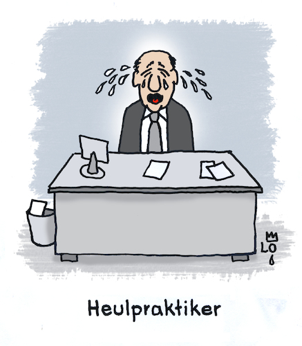 Cartoon: Alternative Medizin (medium) by Lo Graf von Blickensdorf tagged heilpraktiker,alternative,medizin,krank,heulen,weinen,depression,schreibtisch,wortspiel,mann,weint,tränen,heilpraktiker,alternative,medizin,krank,heulen,weinen,depression,schreibtisch,wortspiel,mann,weint,tränen