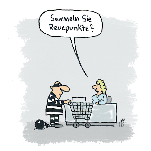 Cartoon: An der Kasse (medium) by Lo Graf von Blickensdorf tagged supermarkt,payback,karte,treuepunkte,kasse,jva,knacki,gefängnis,supermarktkasse,supermarkt,payback,karte,treuepunkte,kasse,supermarktkasse